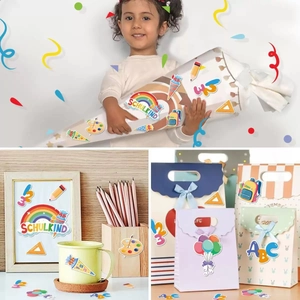 Colorful back to school stationery stickers for classroom decoration and gift bags