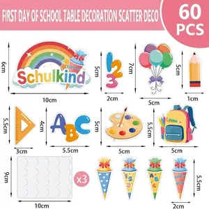 60-piece German Einschulung school decoration set with pencils and rainbows