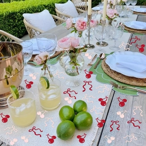 Set di 100 coriandoli a forma di ciliegia e fiocco per decorazione tavola di festa