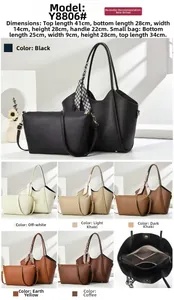 Detailed size chart for large tote and inner bag set with specific measurements