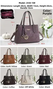 Tableau des tailles détaillé pour sac à main luxe cuir avec options de couleurs variées