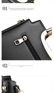Detail of premium black textured leather handbag with gold zipper and stylish handle