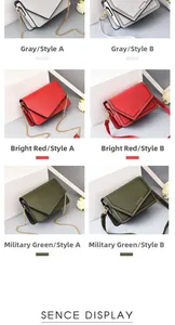 Chic PU leather crossbody mini bags in grey, red, and green with chain and leather straps