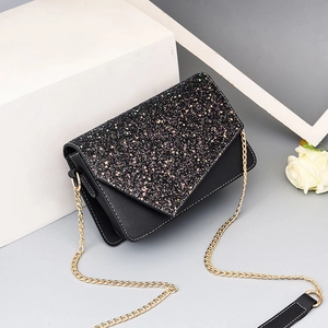 Women's Mini PU Leather Shoulder Bag Elegant Chain Crossbody Bag Square Purse Contrast Stitching Fashion Handbag Daily Party