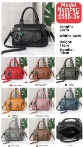 Detailed view of Boston handbag dimensions with size specs and interior zipper pocket