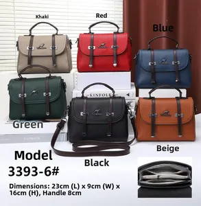 Litchi pattern crossbody bag dimensions showing 23x9x16cm with multi-layer interior