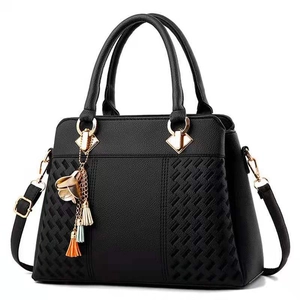 Sac à Main en Cuir PU pour Femmes Motif de Gaufrage Tissé Gland Fleur Charme Grande Capacité Sac à Bandoulière pour Trajet