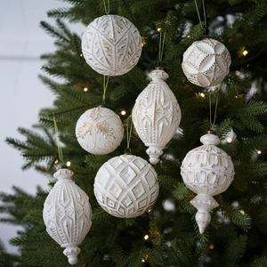 Palle di Natale Vintage in PVC Bianco Opaco Oro a Rilievo Decorazioni Appese per Albero di Natale Festa di Capodanno Casa