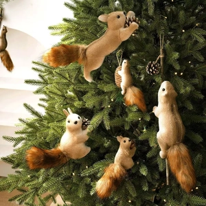 Realistisches Eichhörnchen Weihnachtsbaum Anhänger Mit Kunstfell Zapfen Beeren Für Weihnachtsfeier Zuhause Deko