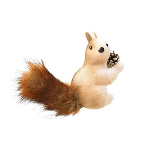 Niedliche Eichhörnchen-Deko mit Kunstfellschwanz und Zapfen für den Weihnachtsbaum