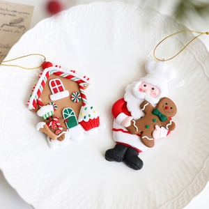 Harz Weihnachten Lebkuchenmann Hängende Ornamente Weihnachtsmann Lebkuchenhaus Weihnachtsbaum Dekorationen Für Zuhause Party Mit Gold Kordeln