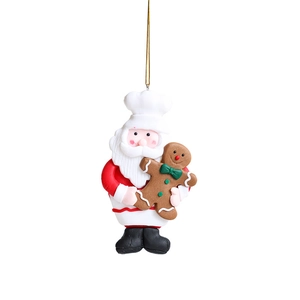 Weihnachtsmann und Lebkuchenmann Anhänger aus Harz für Tannenbaumdekoration