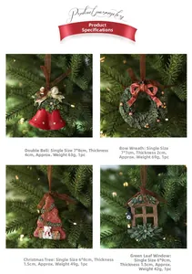 Adornos navideños de resina con campanas y guirnaldas para decoración del árbol de Navidad