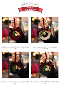 Detailed view of handmade Christmas mini wreaths with velvet bows and golden metal bells