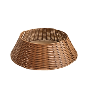 Cache-pied de sapin de Noël en osier tressé marron au style minimaliste pour décoration de base