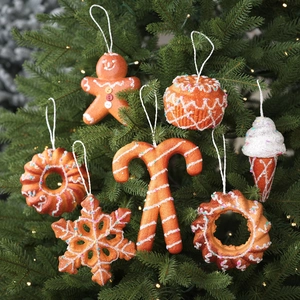 Gingerbread Man Christmas Tree Hanging Ornaments Foam Snowflake Candy Cane Cupcake Doughnut Festive Holiday Decorations
