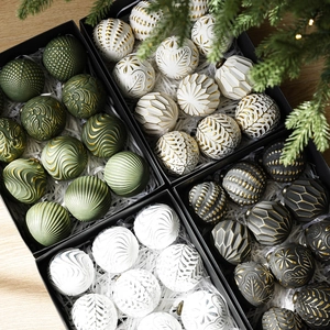 Boules de Noël de Luxe en Plastique Avec Motif en Relief Vintage pour Décoration de Sapin de Noël Fête Festive
