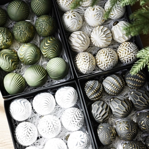 Lot de 12 boules de Noël vintage de 8 cm en vert olive et anthracite pour décoration de sapin