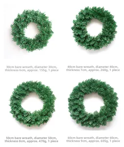 Size chart for 30cm to 60cm green PVC artificial Christmas wreaths for DIY decoration
