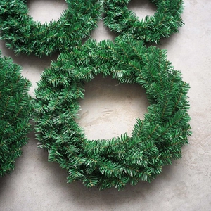 Artificial PVC Christmas pine wreath base in dark green for holiday DIY decorations