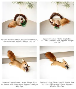 Detailansichten von handgefertigten Eichhörnchen mit Zapfen für den Weihnachtsbaum