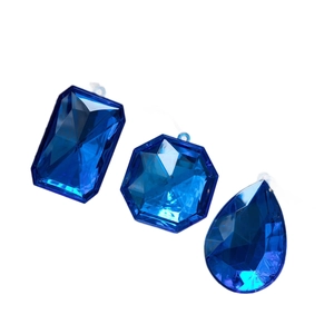Set de 3 adornos azules para árbol de Navidad con varias formas de gemas artificiales