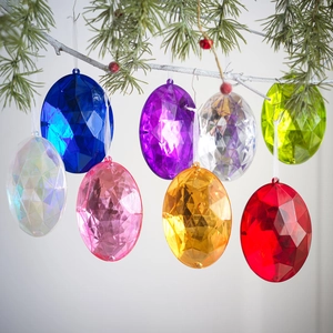 Colgante de Árbol de Navidad de Gema Ovalada de Acrílico Facetado para Fiesta Adorno de Decoración del Hogar Festivo