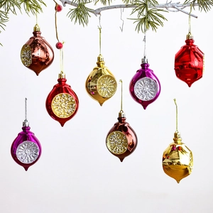 Luxe Kerstboom Decoratie Waterdruppel Bal Ornamenten Gegalvaniseerde Kunststof Ui Hangers Glitter Nep Parel Feestelijke Party Home Decor
