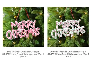 Close-up of 20.5x10.5cm Merry Christmas polymer clay sign with candy cane stripe texture