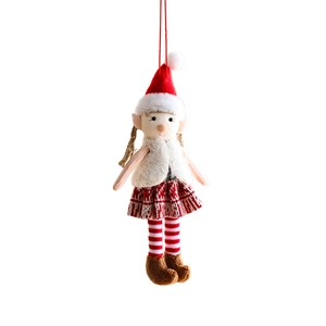 Christmas faceless gnome doll hanging ornament with red hat and striped socks