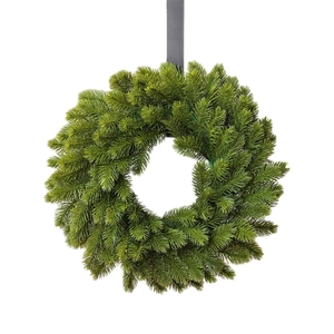 Lush 40cm green PE artificial spruce Christmas wreath with a black metal door hanger