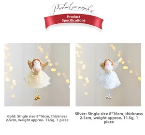 Detail specifications for mesh angel tree ornament with dimensions and weight stats