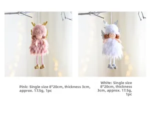 Detalle de ángeles de Navidad de felpa con alas de lentejuelas en rosa y blanco