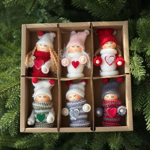 Lot de 6 ornements de Père Noël faits à la main en feutre pour décoration de sapin de Noël