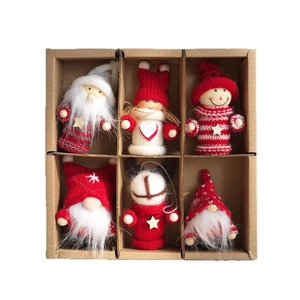 Lot de 6 ornements de Noël en feutre de laine dans une boîte pour décoration de sapin