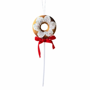 Décoration de sapin de Noël en forme de donut avec nœud en velours rouge et corde