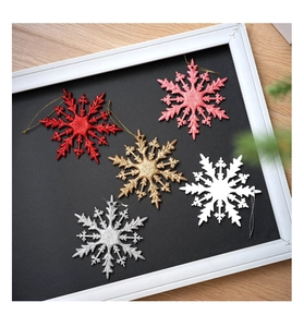 Glittery 10cm PVC snowflake pendants in multiple colors for Christmas tree decoration