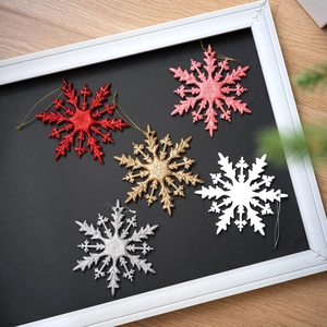 Five-color glitter snowflake ornaments set for Christmas tree decoration in gift box