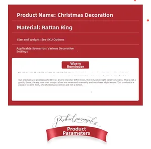 Specificaties voor kerstkransen van rotan inclusief afmetingen en productkenmerken
