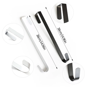 Set of two 38cm metal over-the-door hooks in black and white for wreaths and decorations