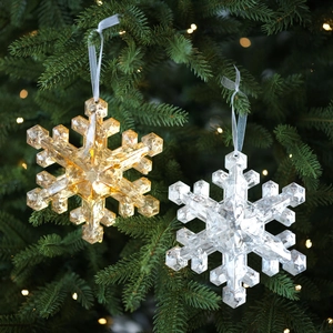 Luxury Christmas Snowflake Ornaments Plastic Faux Crystal Hanging Decoration For Christmas Tree Wedding Party Home Decor