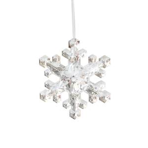 Clear plastic snowflake ornaments with white ribbon for Christmas tree hanging decoration