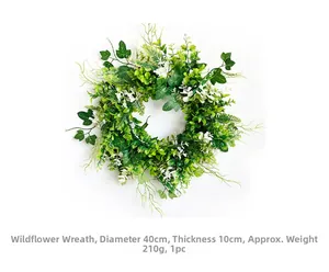 Detailed dimensions of 40cm artificial tulip wildflower wreath with 10cm thickness