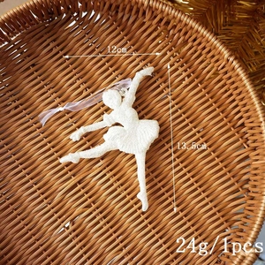 White glittery ballet dancer Christmas tree ornament, 12cm width by 13.5cm height