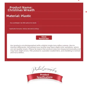 Specifiche tecniche per la ghirlanda natalizia in plastica con decorazioni a bacca