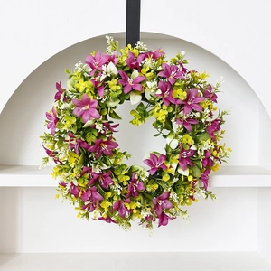 Artificial Spring Daisy Wreath Pastoral Plastic Wildflower Front Door Hanging For Mother's Day Home Wall Floral Decor