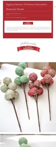 Detail of glittered red and green lollipop-style Christmas picks for festive floral decor