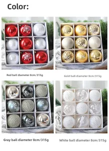 Macro shot of 8cm painted Christmas ornaments with snowflake patterns and matte textures