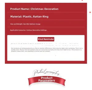 Detailed product specifications of the Christmas wreath showing material and usage info