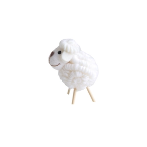 Cute white wool felt sheep desktop ornament with wooden legs for Christmas decoration